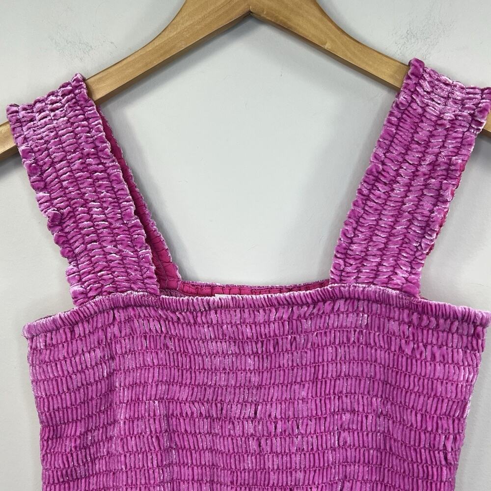 Anthropologie Pink Smocked Velvet Babydoll Tank Size S - Picture 3 of 10